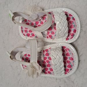 White floral baby sandals 6-9 months